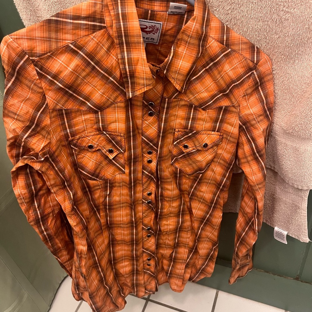 Roper Orange Plaid Western Shirt